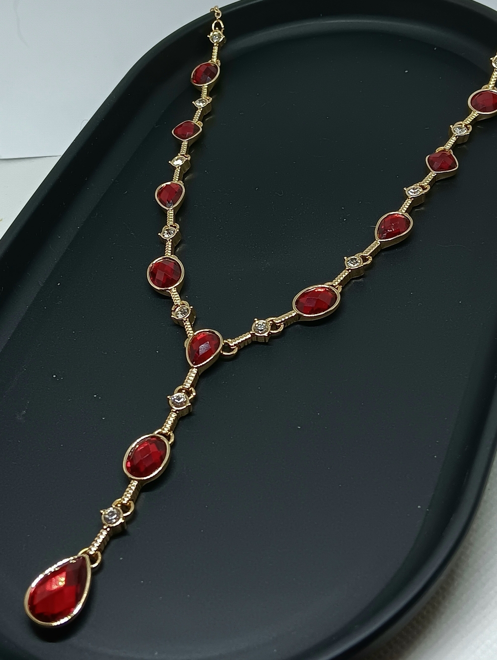 Sold Holden BCH Red CRYSTAL Y Goldtone Necklace